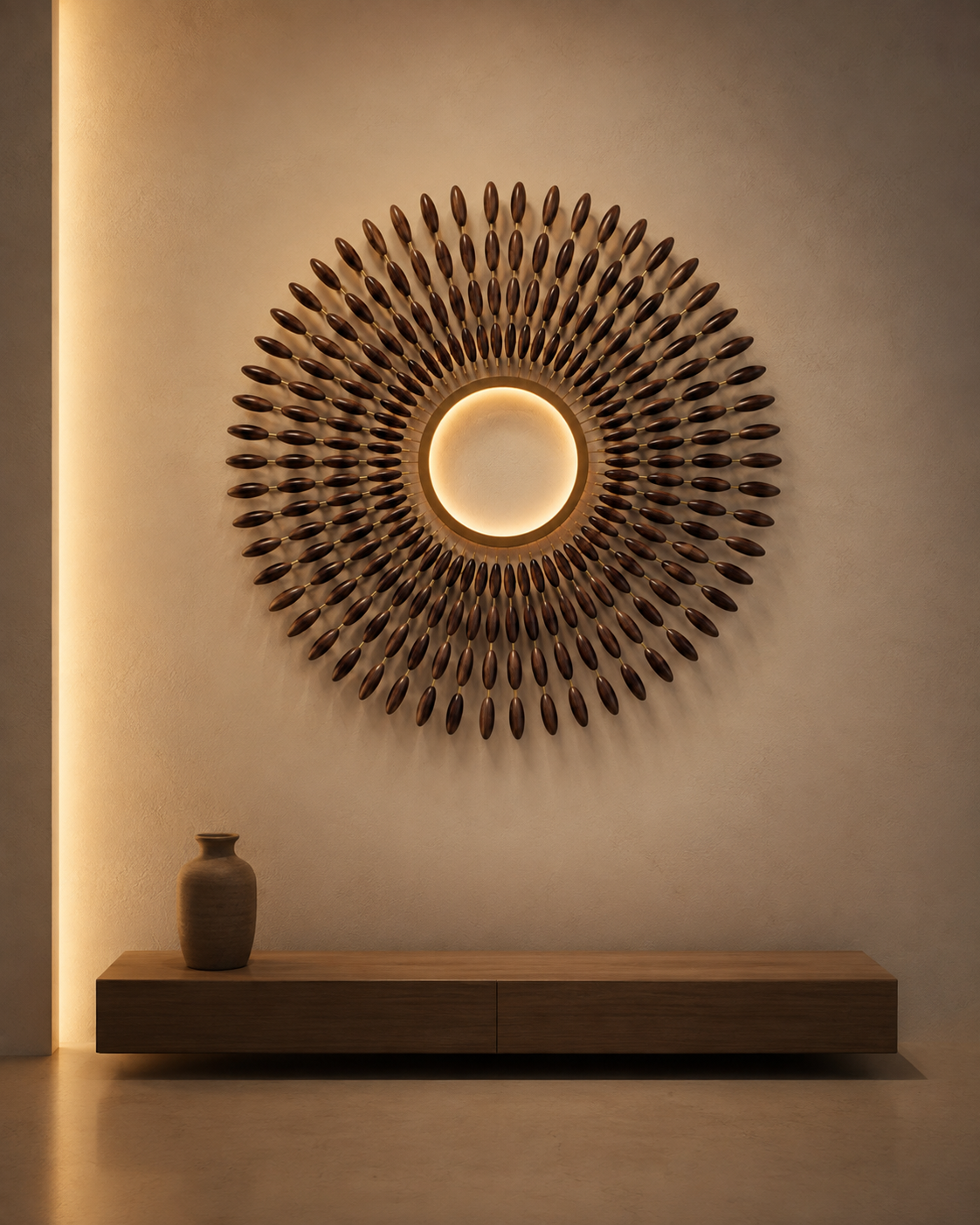 108 Breaths wall sculpture as it would read in meditation rooms