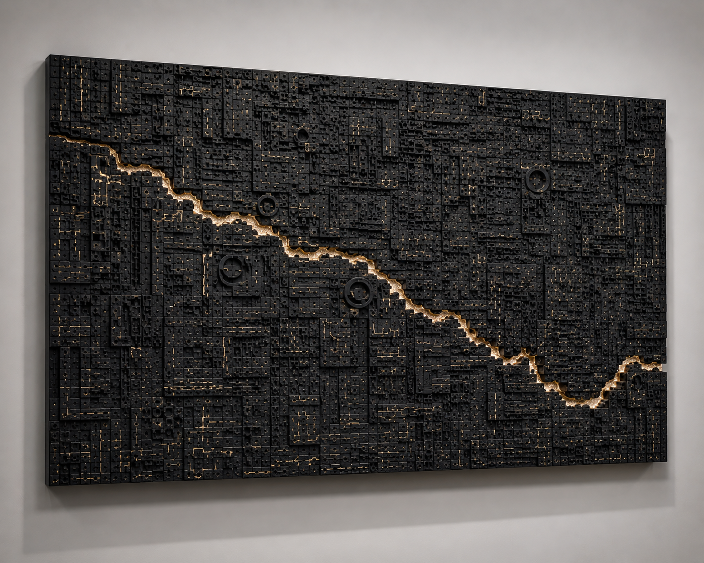 Personalized carved wood landscape wall sculpture with gold route markers
